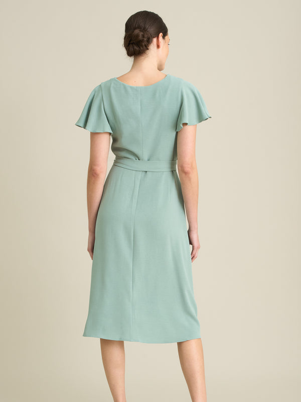 Peppa Tie Waist V Neck Faux Wrap Dress