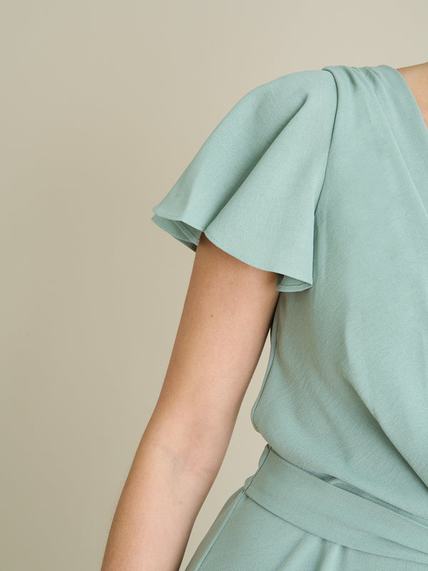 Peppa Tie Waist V Neck Faux Wrap Dress
