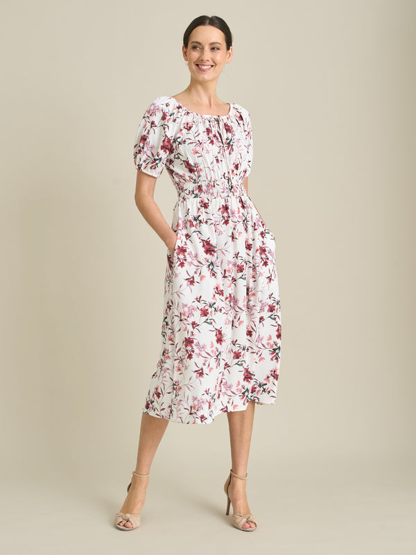 Perrie Smock Waist Floral Print Dress