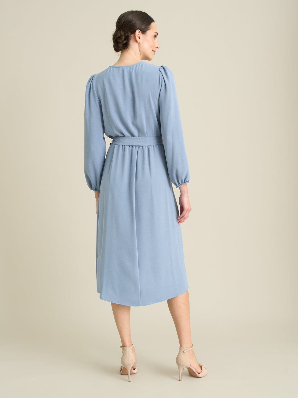 Peyton Bow Wrap Long Sleeve Midi Dress