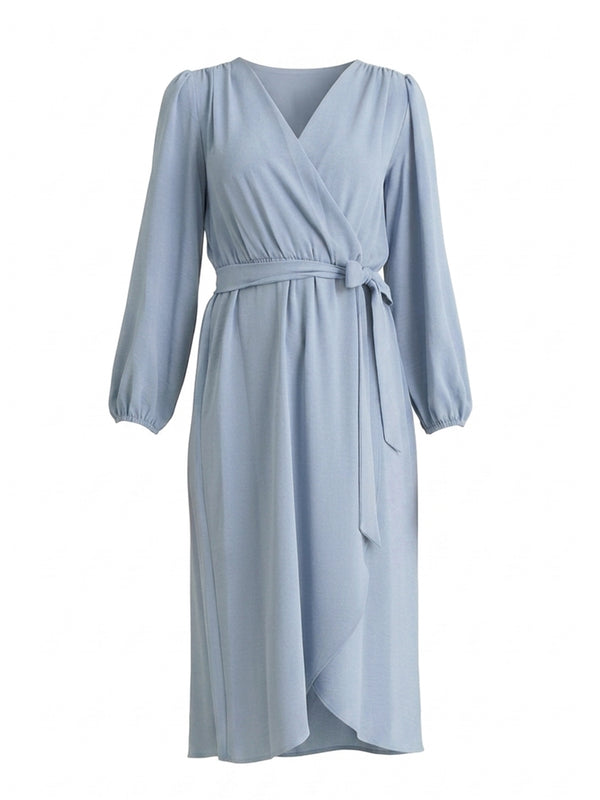 Peyton Bow Wrap Long Sleeve Midi Dress