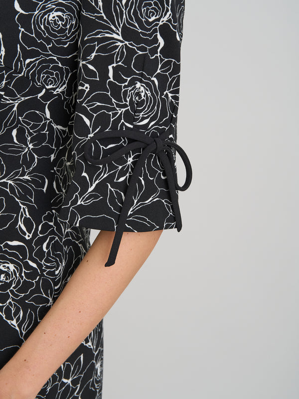 Floral Shift Dress With Bow Detail