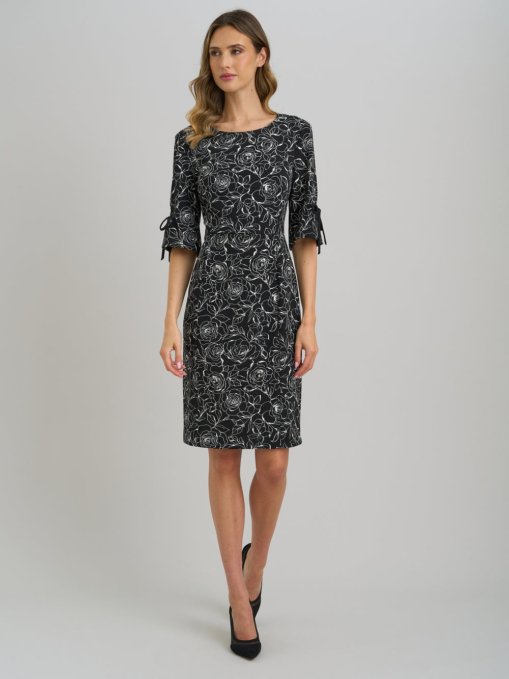 Floral Shift Dress With Bow Detail