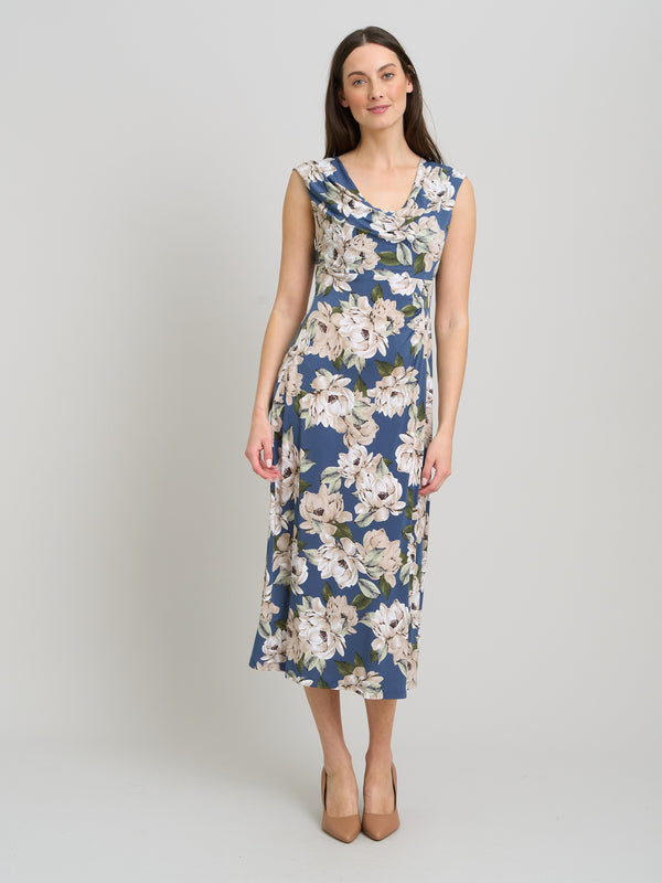 Presley Cowl Neck Floral Midi Dress