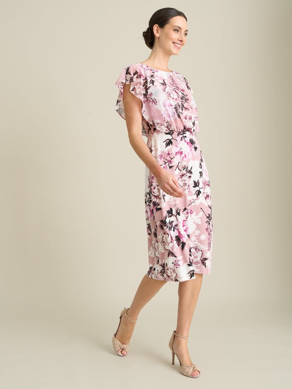 Raegan Chiffon Overlay Print Dress