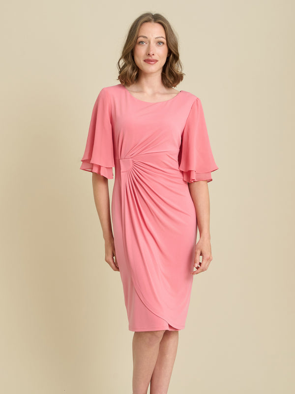 Raphaela Faux Wrap Dress With Double Layer Sleeve