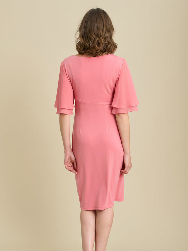 Raphaela Faux Wrap Dress With Double Layer Sleeve