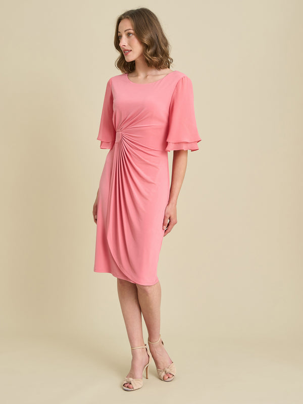 Raphaela Faux Wrap Dress With Double Layer Sleeve
