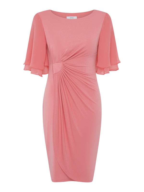 Raphaela Faux Wrap Dress With Double Layer Sleeve