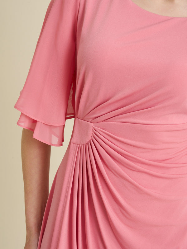 Raphaela Faux Wrap Dress With Double Layer Sleeve