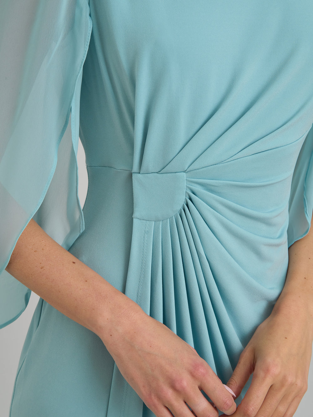 Ryder Faux Wrap Dress With Tulip Sleeve