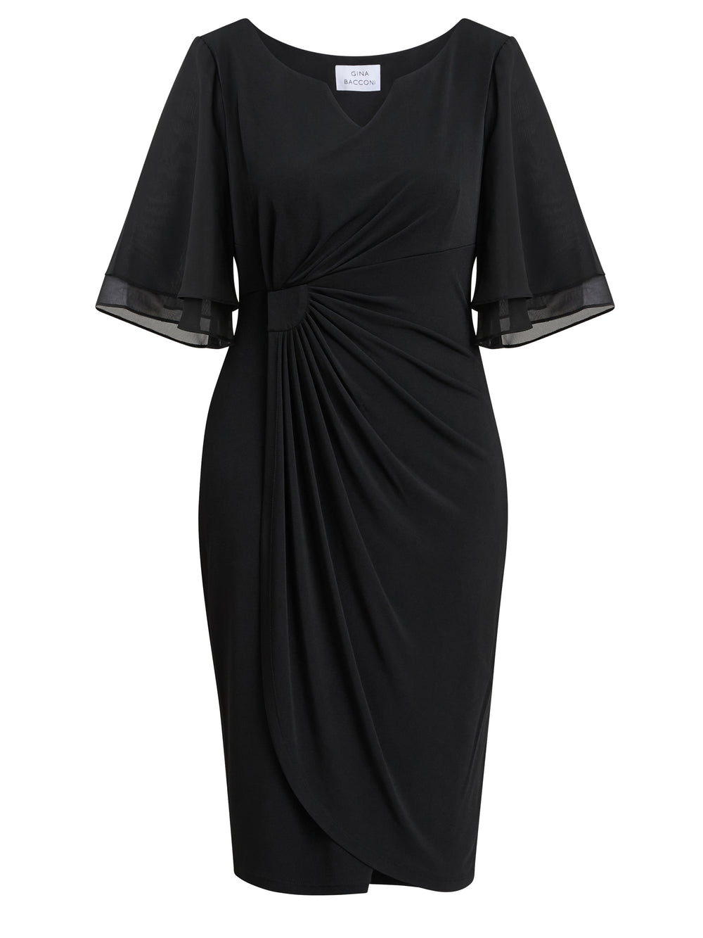 Diamante Trim Dress With Chiffon Sleeves