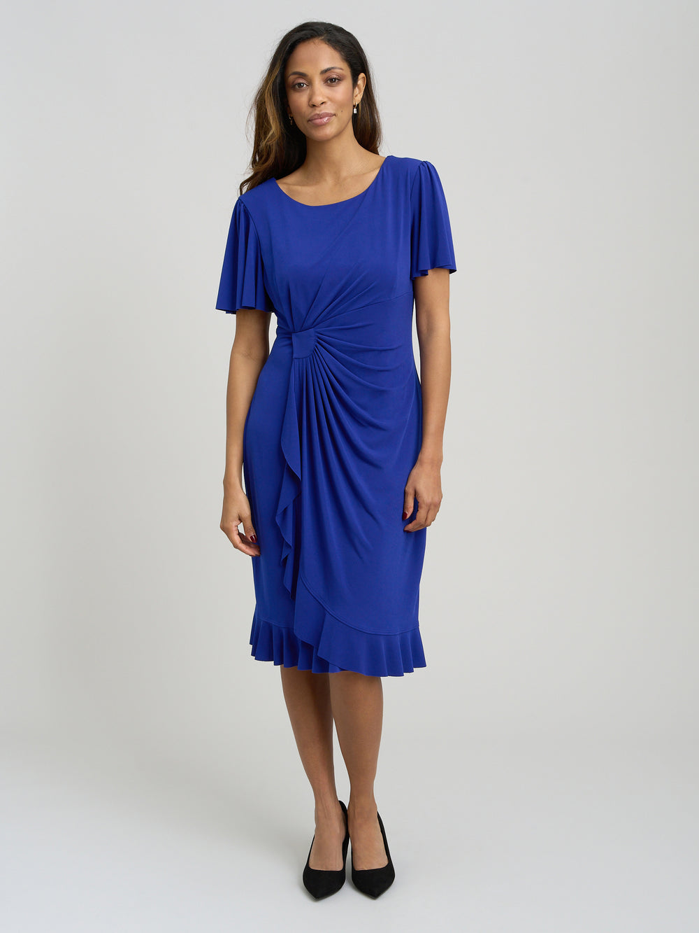 Raya Faux Wrap Dress With Frill Hem