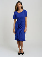 Raya Faux Wrap Dress With Frill Hem