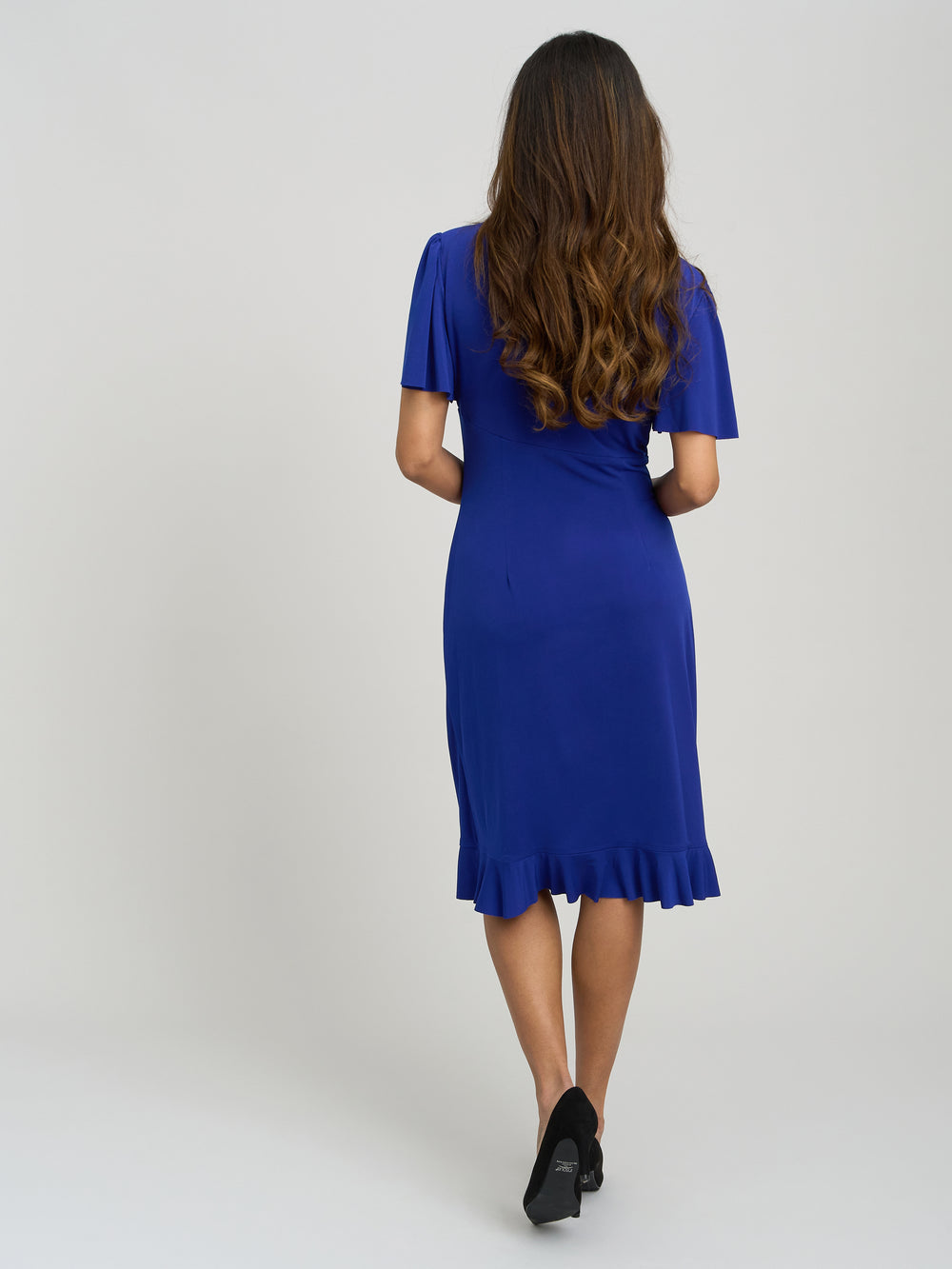 Raya Faux Wrap Dress With Frill Hem