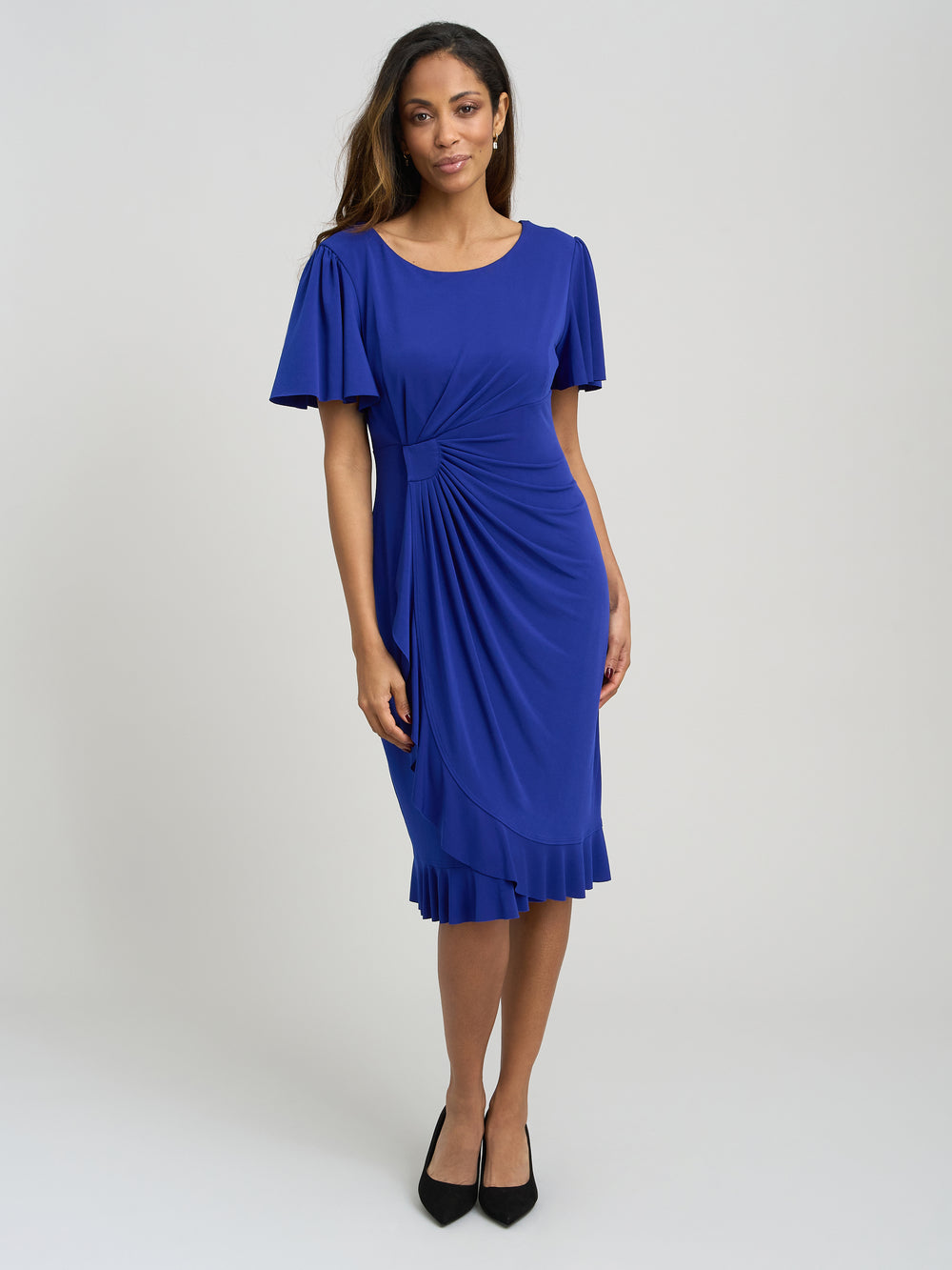 Raya Faux Wrap Dress With Frill Hem