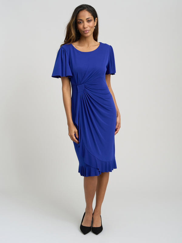 Raya Faux Wrap Dress With Frill Hem