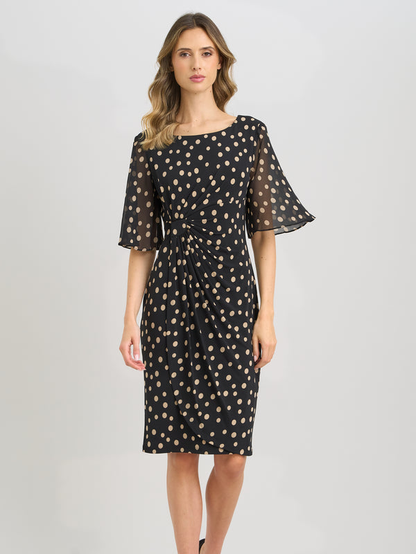 Greta Spot Print Faux Wrap Dress