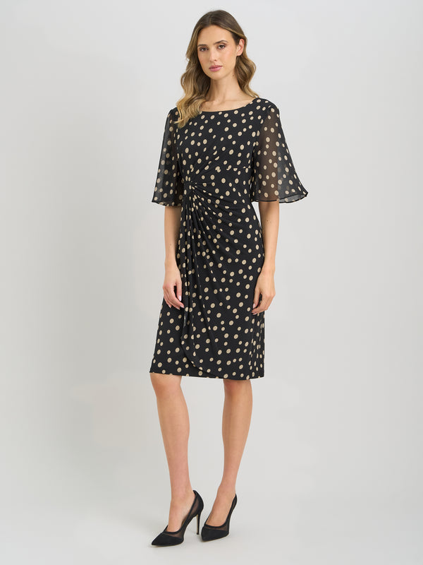 Greta Spot Print Faux Wrap Dress