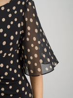 Greta Spot Print Faux Wrap Dress
