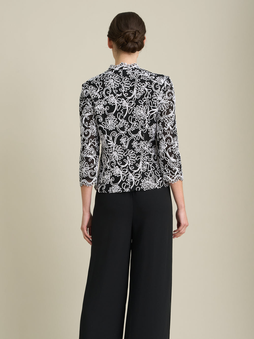 Lia Embroidered Blouse With Scallop Detail