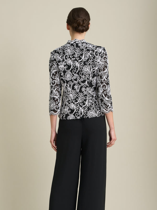 Lia Embroidered Blouse With Scallop Detail
