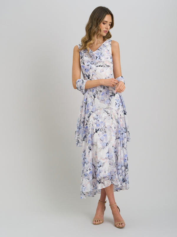 Yana Floral Printed Cowl Midi Dress & Scarf