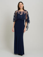 Desire Jersey Maxi Dress With Lace Cape