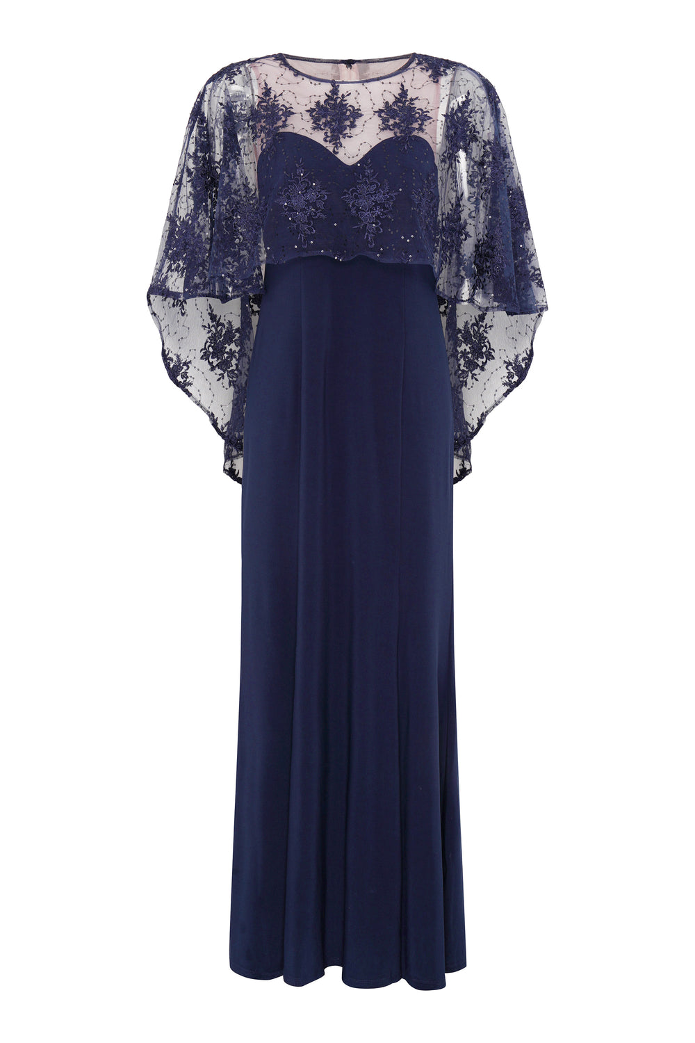 Desire Jersey Maxi Dress With Lace Cape