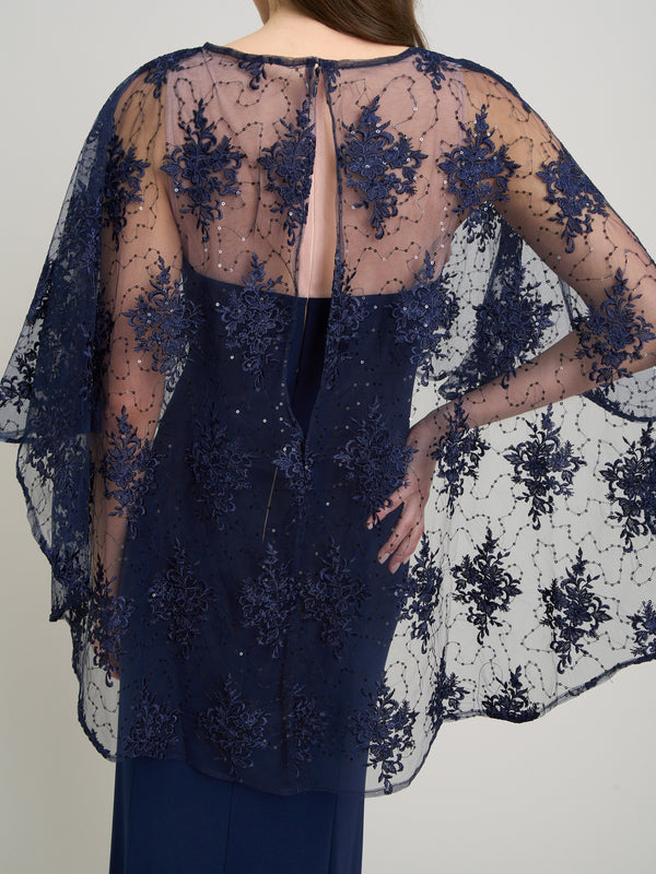 Desire Jersey Maxi Dress With Lace Cape
