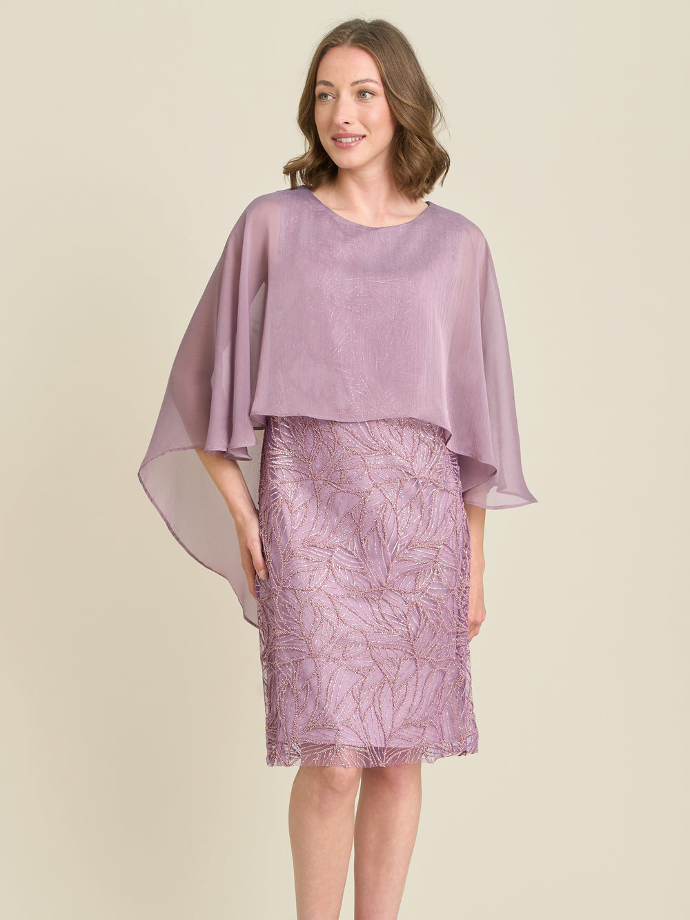 Mili Embroidered Crape Overlay Dress