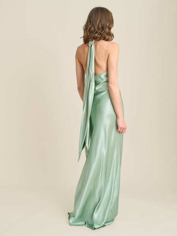 Chassidy Satin Halter Neck Maxi Dress