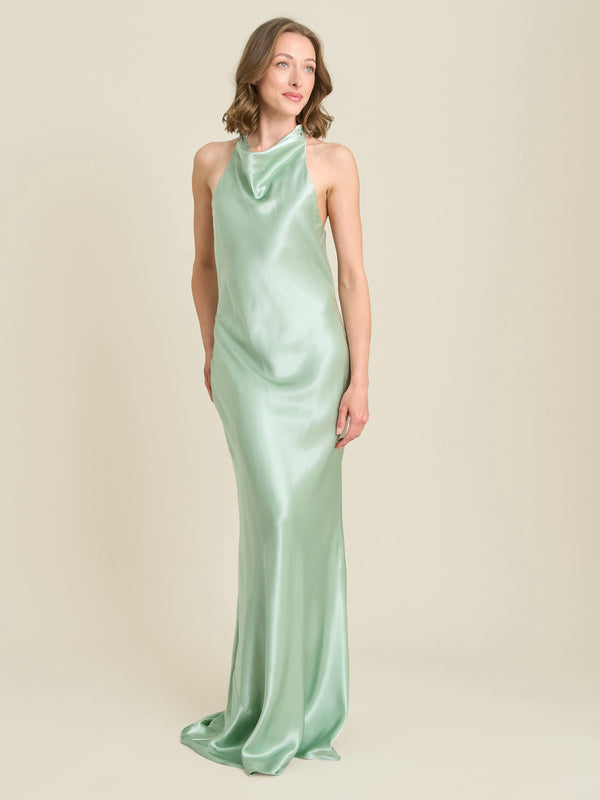 Chassidy Satin Halter Neck Maxi Dress