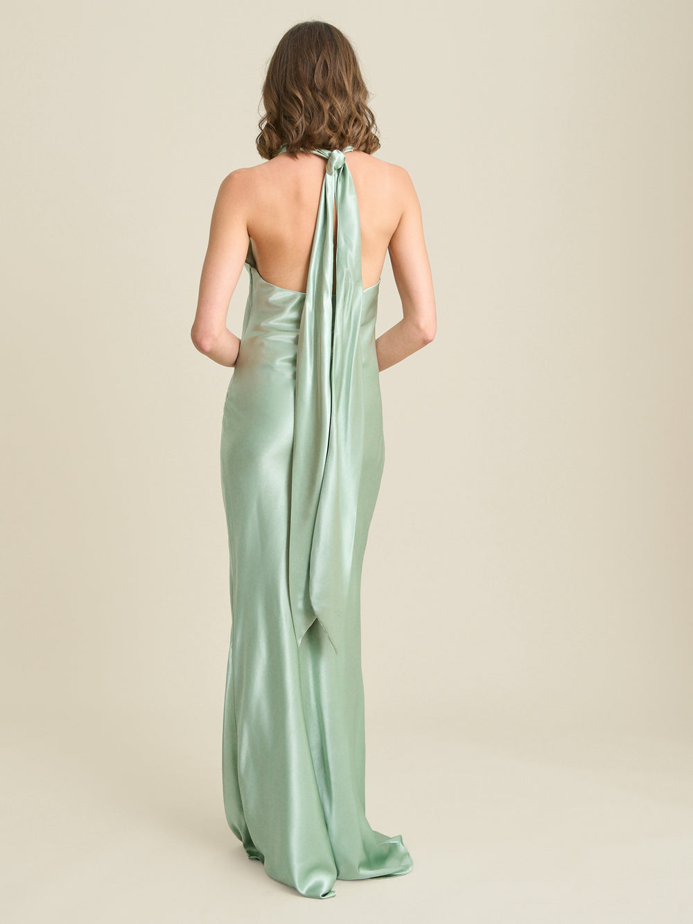 Chassidy Satin Halter Neck Maxi Dress