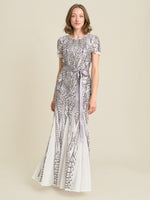 Mindi Embroidered Sequin Godet Maxi Dress