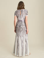 Mindi Embroidered Sequin Godet Maxi Dress