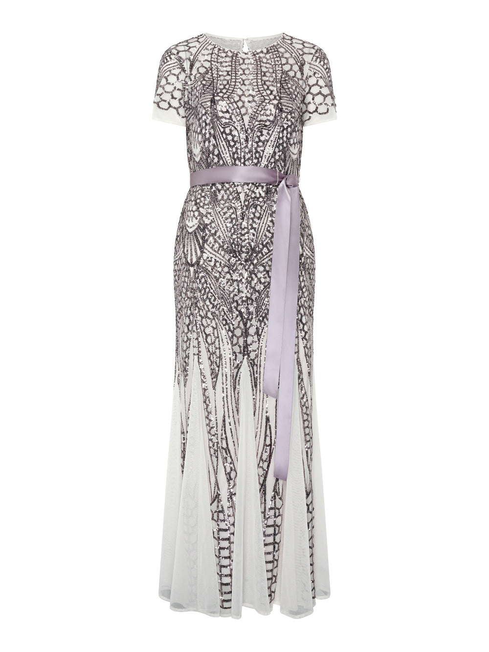 Mindi Embroidered Sequin Godet Maxi Dress