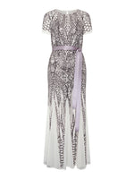 Mindi Embroidered Sequin Godet Maxi Dress