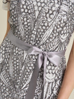 Mindi Embroidered Sequin Godet Maxi Dress