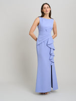Clio Draped Ruffle Detail Maxi Dress