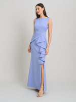 Clio Draped Ruffle Detail Maxi Dress