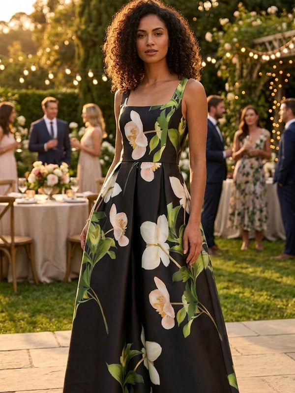 Serena Floral Satin Maxi Dress