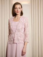 Patty Embellished Lace Jacket And Chiffon Midi Dress