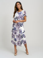 Rena Midi Printed Tiered Chiffon Dress