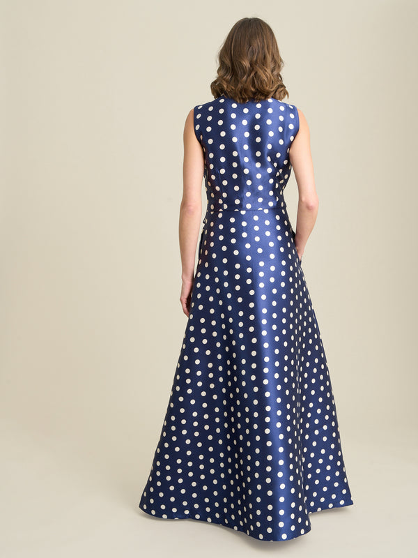 Romi Polka Dot Belt Tie Maxi Dress