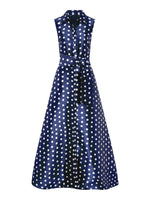 Romi Polka Dot Belt Tie Maxi Dress