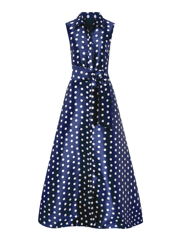 Romi Polka Dot Belt Tie Maxi Dress