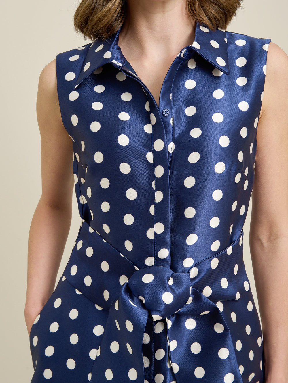 Romi Polka Dot Belt Tie Maxi Dress