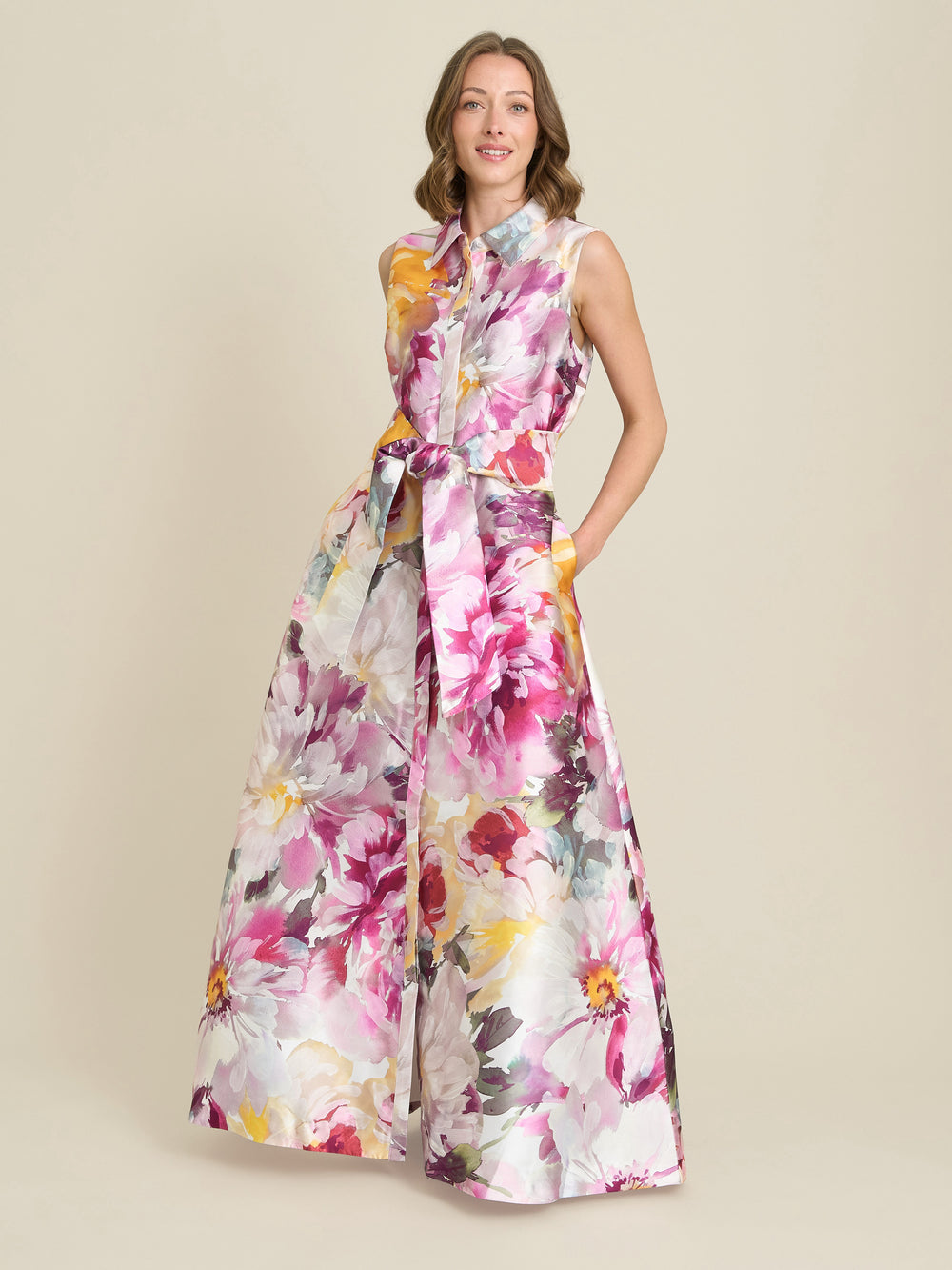 Rosanne Floral Belt Tie Maxi Dress