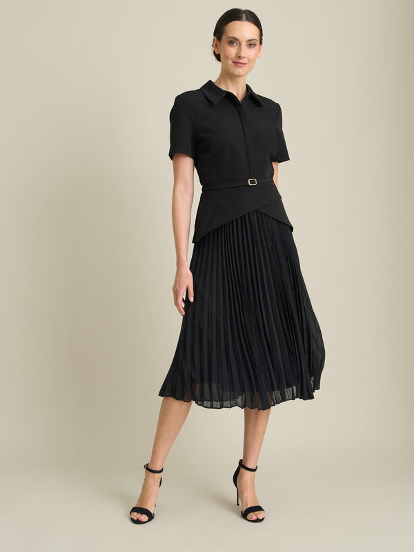 Sam Belted Pleated Midi Dress